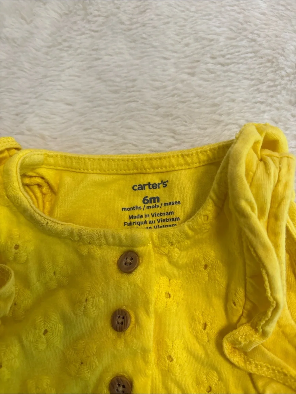 Carter's Bright Yellow Sleeveless Cotton Romper 6 months